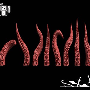 Tentacles (8x Set) for Dungeons and Dragons | D&D | Pathfinder | DnD | Tabletop Games | Wargames | Resin Miniature | Clay&#39;s Kiln