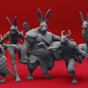 Rabbitfolks (5 Models) by Yasashii Kyojin Studio for Dungeons and Dragons | D&D | DnD | Tabletop | Wargames | Resin Miniature