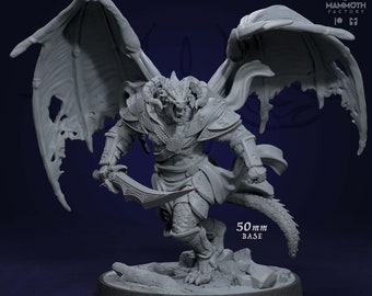 Winged Demon Dragonborn Boss Miniature for DnD Tabletop RPG