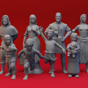 Stadtbewohner (8 Posen) von Yasashii Kyojin Studio für Dungeons and Dragons | D&D | D&D | Tischplatte | Kriegsspiele | Harz-Miniatur
