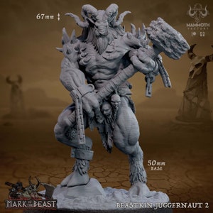 Beastkin Juggernaut 2 • Mark of the Beast • autorstwa Mammoth Factory | Dungeons and Dragons | Gry planszowe | Miniatura z żywicy