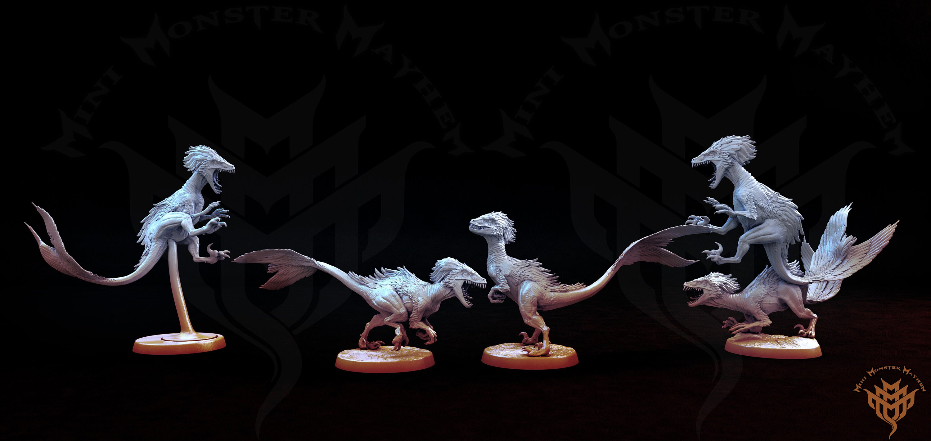 Raptor Dino Miniature Set for Dungeons and Dragons Tabletop RPG - Etsy