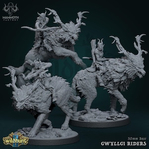 Hellhound Rider Miniatures Demon Wolf Mount Dark Cavalry Set för DnD Bordspelsrollspel