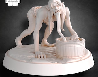 Miniatura del monstruo japonés Yokai Akaname de Dungeons and Dragons para juegos de rol de mesa