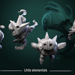 Lesser Elementals Set • 4 Elements • by White Werewolf Tavern | Dungeons and Dragons | Tabletop Games | Wargames | Resin Miniature