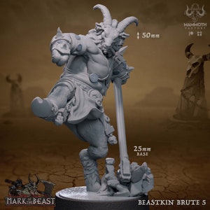Beastkin Brute 5 • Mark of the Beast • autorstwa Mammoth Factory | Dungeons and Dragons | Gry planszowe | Miniatura z żywicy