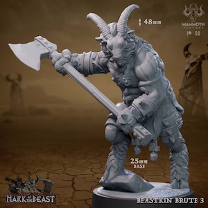 Beastkin Brute 3 • Mark of the Beast • autorstwa Mammoth Factory | Dungeons and Dragons | Gry planszowe | Miniatura z żywicy