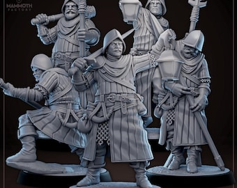 Human City Guard NPC Miniature Set for DnD Tabletop RPG