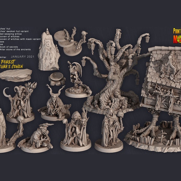 Baba Hecuba Coven | Baba Yaga door Print Your Monsters | Dungeons and Dragons | D&D | DnD | Tafelblad Games | Wargames | Hars Miniatuur