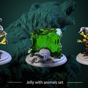 Jelly Set With Animals (3 Poses) • Sprites Slimes Secrets • by White Werewolf Tavern | Dungeons and Dragons | Tabletop Games | Wargames