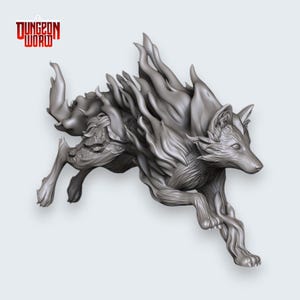 Miniatura de Lobo Espiritual para RPG de Mesa Dungeons and Dragons