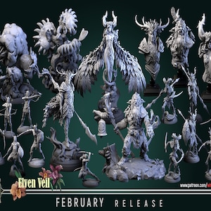 Elven Veil (19 Models) by White Werewolf Tavern | Dungeons and Dragons | Tabletop Games | Wargames | Resin Miniature