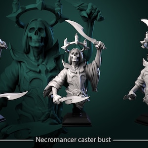 Necromancer Caster Bust • Lifeless Eyes • by White Werewolf Tavern | Dungeons and Dragons | Tabletop Games | Wargames | Resin Miniature