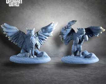 Tressym Winged Cat Dungeons and Dragons Miniature for Tabletop RPGs