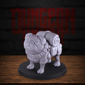 Pug Companion Dungeons and Dragons Miniature for Tabletop RPGs