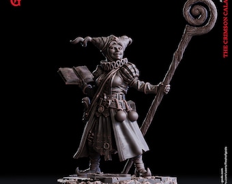 Miniatura di maga gnomo femmina per il gioco di ruolo da tavolo Dungeons and Dragons