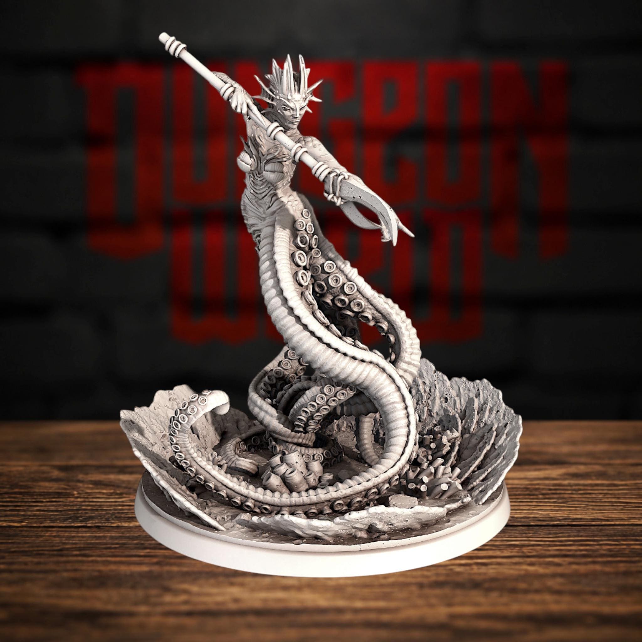 Cecaelia Sea Witch Miniature for Dungeons and Dragons Tabletop RPG