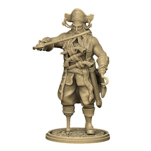 Black Beard Pirate Captain V2• The Tale of the Cured Pirates • by Miniatures Craze | Dungeons and Dragons | Tabletop Games | Resin Miniature