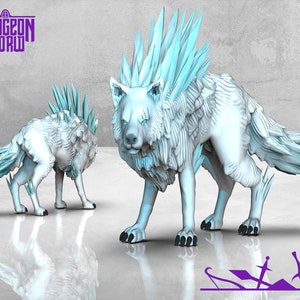 Ice Wolf for Dungeons and Dragons | Pathfinder | DnD | Wargames | Resin Miniature | 28mm Gaming | Tabletop Miniature | M3DM