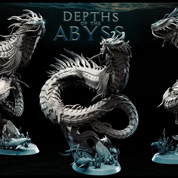 Sea Serpent (2 Posen) • Die Tiefen des Abgrunds • Mini Monster Mayhem | Dungeons und Drachen | Tabletop Spiele | Kriegsspiele | Resin Miniatur