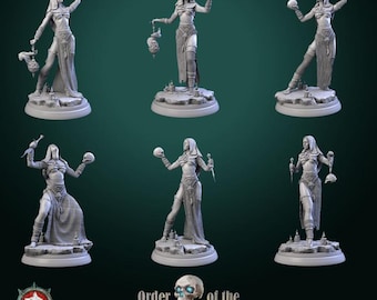 Female Cultist Priestess Miniature Set for Dungeons and Dragons Tabletop RPG