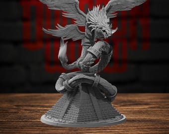 Miniatura de Dragão Asteca Quetzalcoatl em forma de Pirâmide para RPG de Mesa Dungeons and Dragons