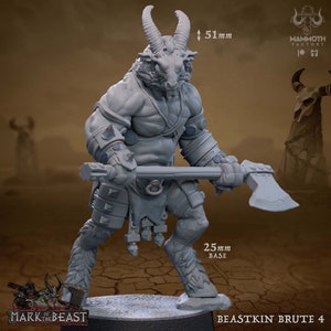 Beastkin Brute 4 • Mark of the Beast • by Mammoth Factory | Dungeons and Dragons | Tabletop Games | Resin Miniature