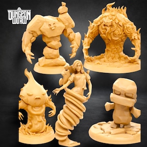 Elementales de Tierra, Fuego, Agua y Viento de Dungeons and Dragons. Set de miniaturas.