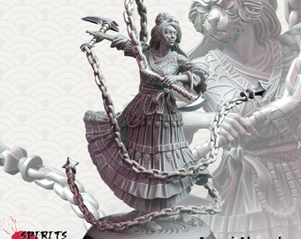 Female Samurai Kusarigama Miniature for Dungeons and Dragons Tabletop RPG