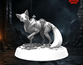 Clockwork Fox Dungeons and Dragons Miniature for Tabletop RPGs