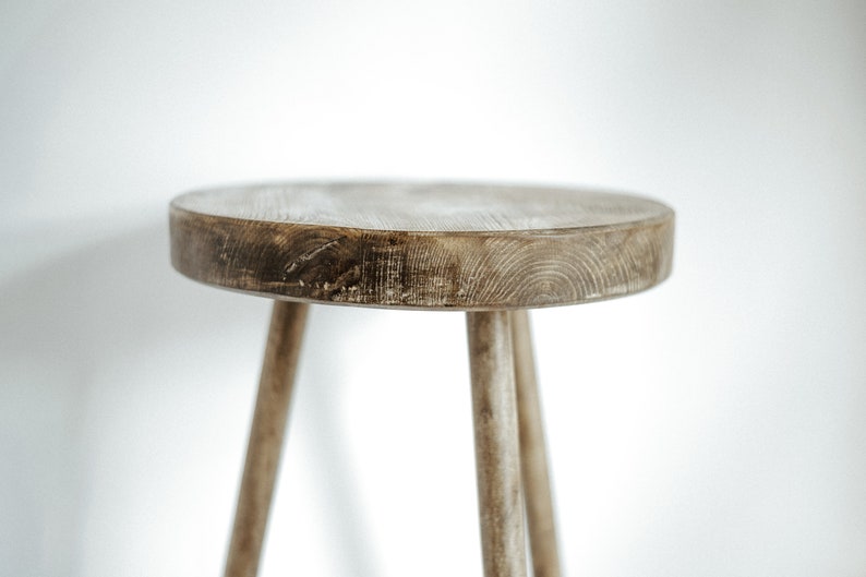 Round rustic Wooden Sofa End Table image 3