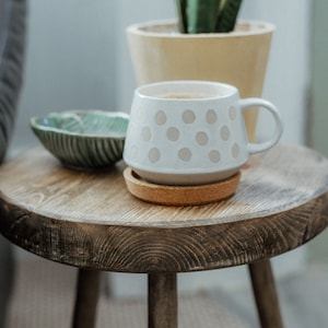 Round rustic Wooden Sofa End Table image 5