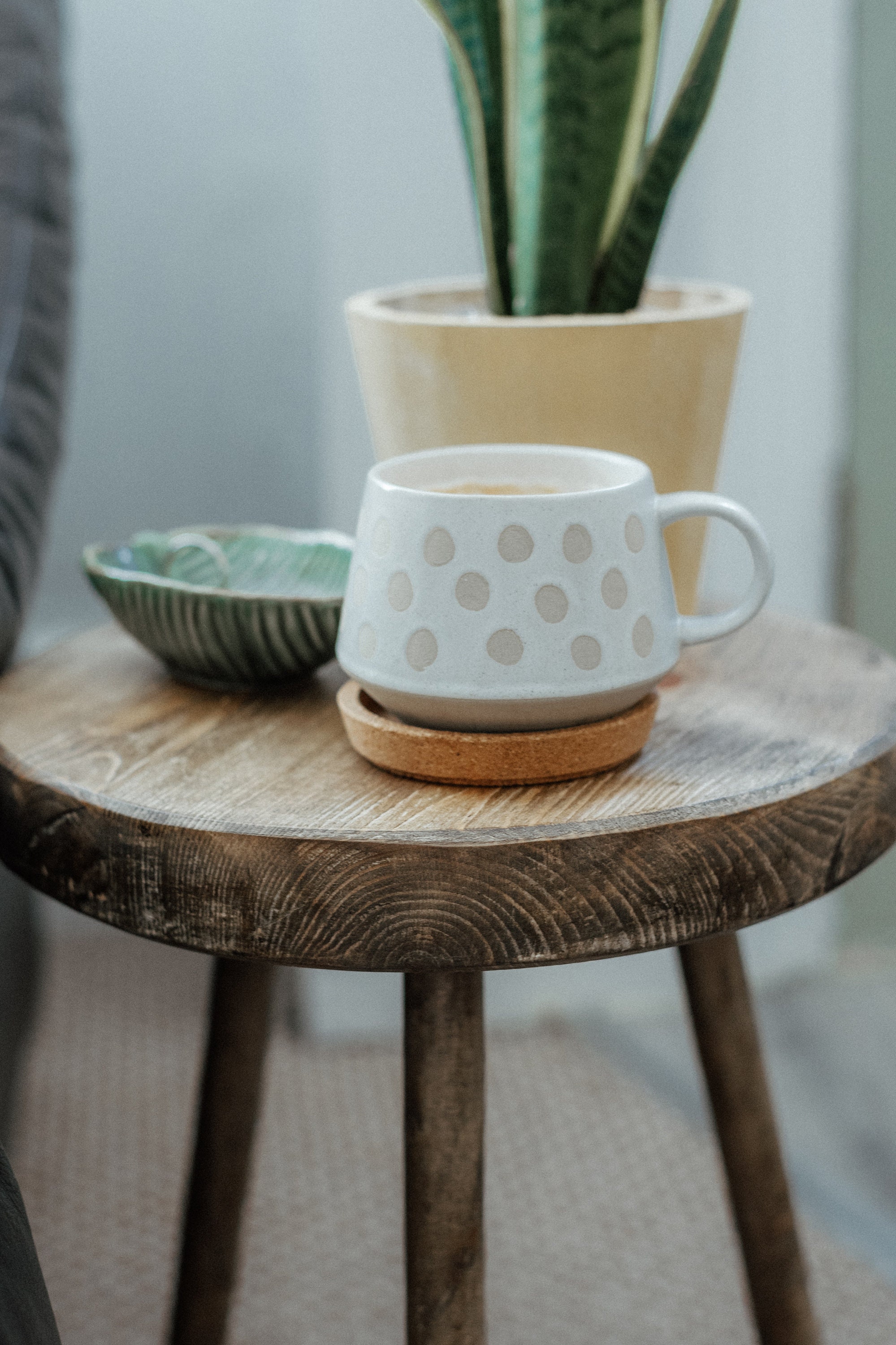 Round Rustic Wooden Sofa End Table Etsy