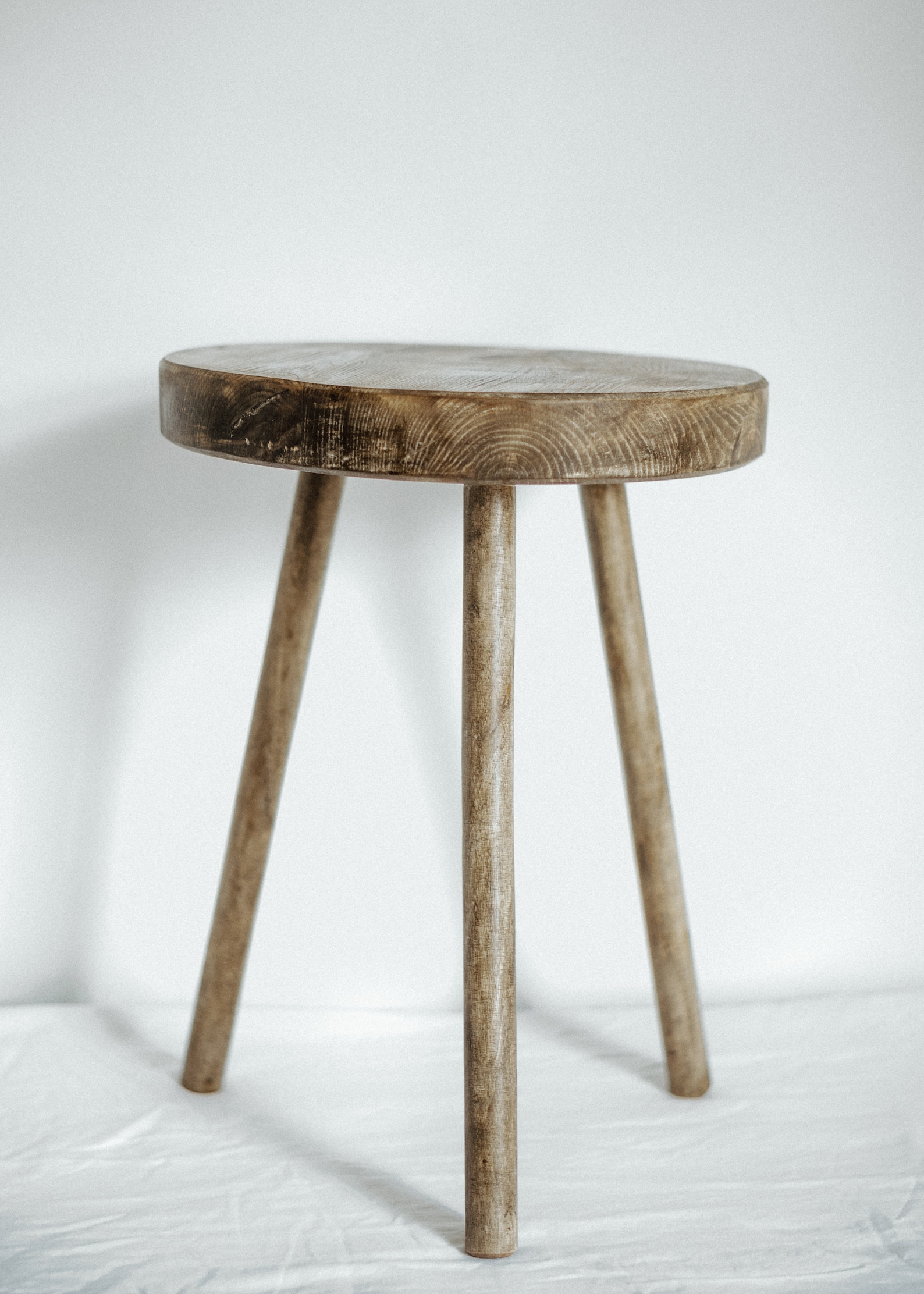 Round Rustic Wooden Sofa End Table Etsy