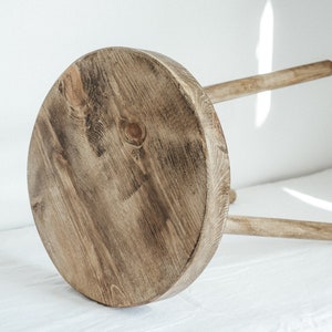 Round rustic Wooden Sofa End Table image 4