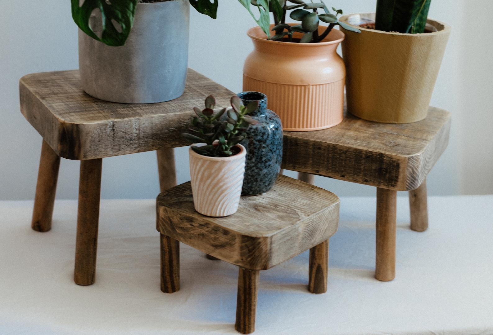 Rustic Wooden Plant Pot Stand Family - Etsy UK