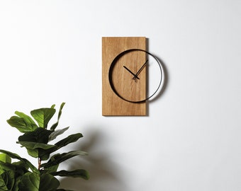 Wall clock Vetreis - oak & steel