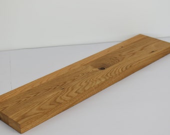 Wandregal Wildeiche, 60 x 13,5 x 2,6 cm, gerade Kante, natürlich geölt - Massivholz Wandboard Holz ohne sichtbare Halterung