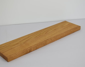 Mensola da parete in rovere, 53 x 13 x 2,6 cm, bordo dritto, oliato naturalmente - mensola da parete in legno massiccio senza staffa visibile