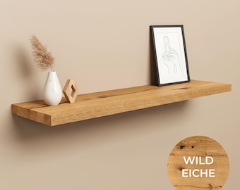 Wandregal Wildeiche - Gerade Kante - schwebendes Wandboard mit unsichtbarer Halterung I handgefertigt aus Massivholz