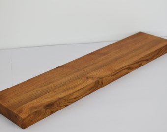 Mensola da parete in rovere, 60 x 13 x 3 cm, bordo dritto, oliato bourbon - mensola da parete in legno massiccio senza staffa visibile