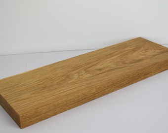 Mensola da parete in rovere, 60 x 20 x 4 cm, bordo dritto, oliato naturalmente - mensola da parete in legno massiccio senza supporto visibile