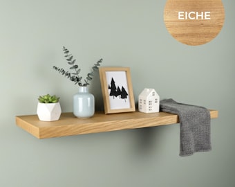 Wandregal Eiche mit gerader Kante - Schwebendes Wandboard I Massivholz Wandboard ohne sichtbare Halterung I handgefertigt