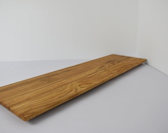 Mensola da parete in rovere selvatico, 70 x 20 x 2,6 cm, bordo svizzero, oliato naturalmente - mensola da parete in legno massiccio senza supporto visibile