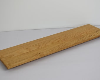 Mensola da parete in rovere selvatico, 60 x 15 x 2,6 cm, bordo svizzero, oliato naturalmente - mensola da parete in legno massiccio senza supporto visibile