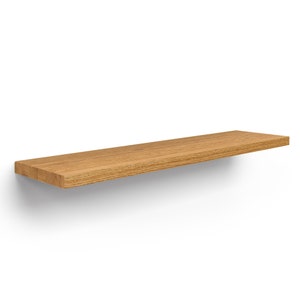 schwebendes Wandregal Eiche mit gerader Kante natürlich geölt Massivholz Wandboard Holz ohne sichtbare Halterung zdjęcie 8