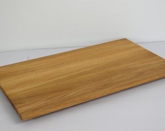 Mensola da parete in rovere, 50 x 28 x 3 cm, bordo svizzero, oliato naturalmente - mensola da parete in legno massiccio senza supporto visibile