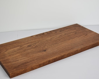 Mensola da parete in rovere selvatico, 59 x 27,3 x 2,6 cm, bordo dritto, oliato cioccolato - mensola da parete in legno massiccio senza supporto visibile