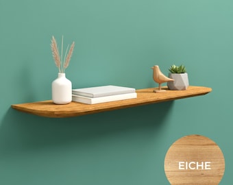 Wandregal Eiche mit abgerundeten Ecken - Schwebendes Wandboard I Massivholz Wandboard ohne sichtbare Halterung I handgefertigt