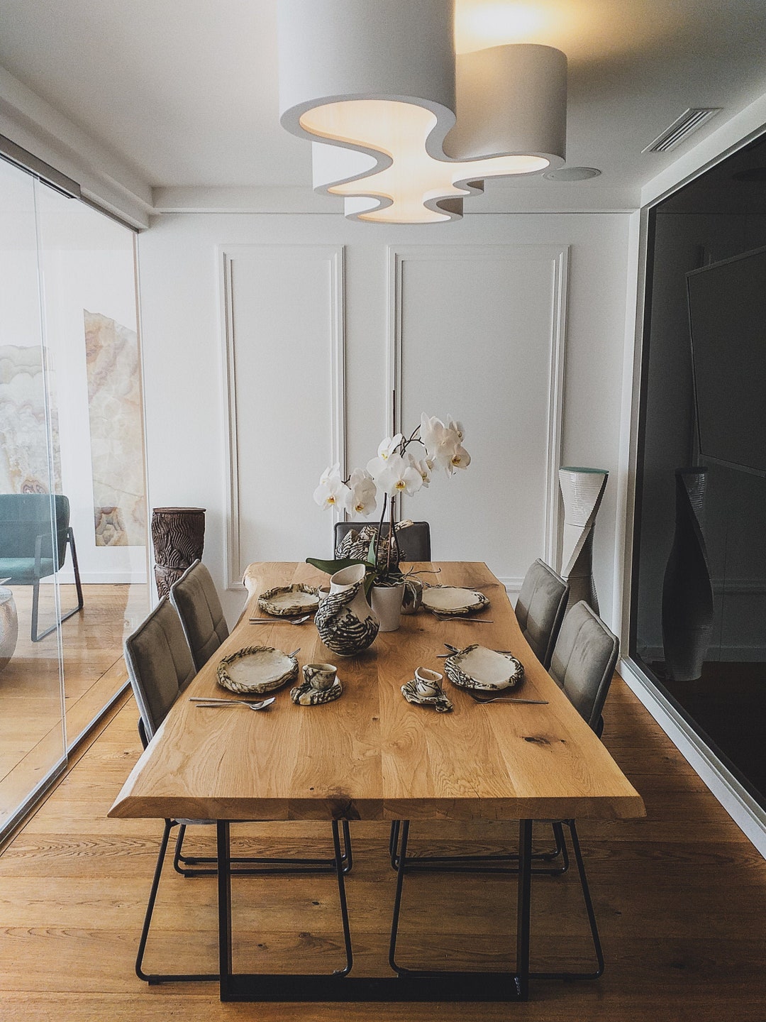 Solid Wood Table Wild Oak With Tree Edge Dining Table Rustic Solid ...